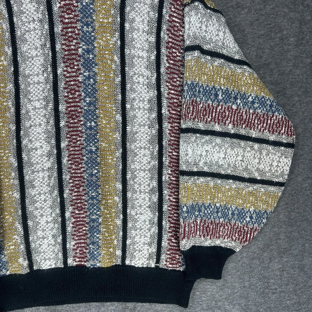 Vintage 80s Santana Sweater Mens Medium‎ Multicolor Textured Abstract Geometric